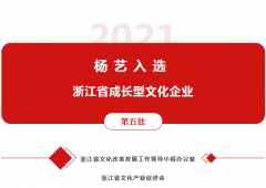 九游会俱乐部入选 “浙江省成长型文化企业”